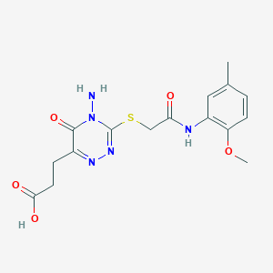molecular formula C16H19N5O5S B6492543 3-[4-amino-3-({[(2-methoxy-5-methylphenyl)carbamoyl]methyl}sulfanyl)-5-oxo-4,5-dihydro-1,2,4-triazin-6-yl]propanoic acid CAS No. 886954-71-8