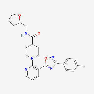 molecular formula C25H29N5O3 B6492604 1-{3-[3-(4-methylphenyl)-1,2,4-oxadiazol-5-yl]pyridin-2-yl}-N-[(oxolan-2-yl)methyl]piperidine-4-carboxamide CAS No. 1351798-32-7