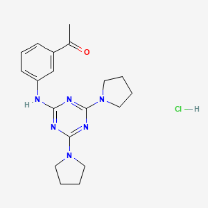 molecular formula C19H25ClN6O B6492614 1-(3-{[4,6-bis(pyrrolidin-1-yl)-1,3,5-triazin-2-yl]amino}phenyl)ethan-1-one hydrochloride CAS No. 1179459-74-5