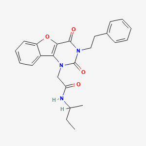 N-(butan-2-yl)-2-[4,6-dioxo-5-(2-phenylethyl)-8-oxa-3,5-diazatricyclo[7.4.0.0^{2,7}]trideca-1(9),2(7),10,12-tetraen-3-yl]acetamide