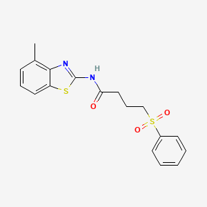 molecular formula C18H18N2O3S2 B6492630 4-(benzenesulfonyl)-N-(4-methyl-1,3-benzothiazol-2-yl)butanamide CAS No. 899988-85-3