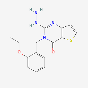 molecular formula C15H16N4O2S B6492641 (2E)-3-[(2-ethoxyphenyl)methyl]-2-hydrazinylidene-1H,2H,3H,4H-thieno[3,2-d]pyrimidin-4-one CAS No. 1351857-15-2