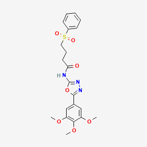 molecular formula C21H23N3O7S B6492654 4-(benzenesulfonyl)-N-[5-(3,4,5-trimethoxyphenyl)-1,3,4-oxadiazol-2-yl]butanamide CAS No. 941966-79-6