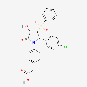 molecular formula C24H18ClNO6S B6492658 2-{4-[3-(benzenesulfonyl)-2-(4-chlorophenyl)-4-hydroxy-5-oxo-2,5-dihydro-1H-pyrrol-1-yl]phenyl}acetic acid CAS No. 1351809-82-9