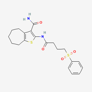 molecular formula C20H24N2O4S2 B6492671 2-[4-(benzenesulfonyl)butanamido]-4H,5H,6H,7H,8H-cyclohepta[b]thiophene-3-carboxamide CAS No. 922982-63-6