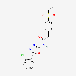 molecular formula C18H16ClN3O4S B6492699 N-[5-(2-chlorophenyl)-1,3,4-oxadiazol-2-yl]-2-[4-(ethanesulfonyl)phenyl]acetamide CAS No. 941992-67-2
