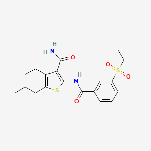 molecular formula C20H24N2O4S2 B6492709 6-methyl-2-[3-(propane-2-sulfonyl)benzamido]-4,5,6,7-tetrahydro-1-benzothiophene-3-carboxamide CAS No. 919862-93-4