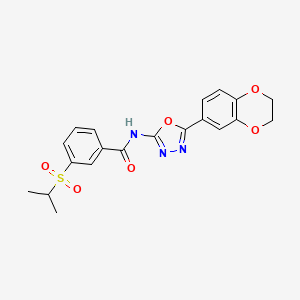molecular formula C20H19N3O6S B6492717 N-[5-(2,3-dihydro-1,4-benzodioxin-6-yl)-1,3,4-oxadiazol-2-yl]-3-(propane-2-sulfonyl)benzamide CAS No. 941993-09-5
