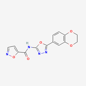molecular formula C14H10N4O5 B6492727 N-[5-(2,3-dihydro-1,4-benzodioxin-6-yl)-1,3,4-oxadiazol-2-yl]-1,2-oxazole-5-carboxamide CAS No. 941913-88-8