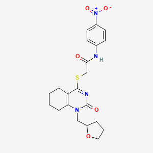 molecular formula C21H24N4O5S B6492737 N-(4-nitrophenyl)-2-({2-oxo-1-[(oxolan-2-yl)methyl]-1,2,5,6,7,8-hexahydroquinazolin-4-yl}sulfanyl)acetamide CAS No. 899756-56-0