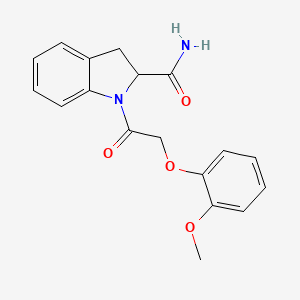 molecular formula C18H18N2O4 B6492742 1-[2-(2-methoxyphenoxy)acetyl]-2,3-dihydro-1H-indole-2-carboxamide CAS No. 1048664-07-8