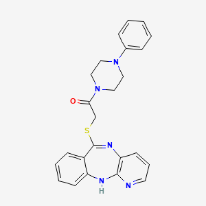 1-(4-phenylpiperazin-1-yl)-2-{2,4,9-triazatricyclo[9.4.0.0^{3,8}]pentadeca-1(11),3,5,7,9,12,14-heptaen-10-ylsulfanyl}ethan-1-one