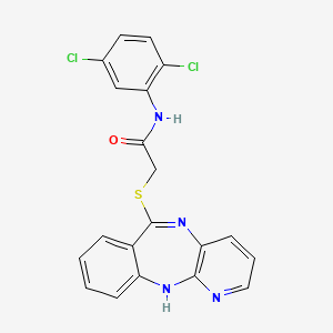 N-(2,5-dichlorophenyl)-2-{2,4,9-triazatricyclo[9.4.0.0^{3,8}]pentadeca-1(11),3,5,7,9,12,14-heptaen-10-ylsulfanyl}acetamide