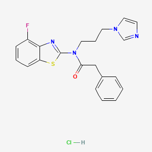 molecular formula C21H20ClFN4OS B6492824 N-(4-fluoro-1,3-benzothiazol-2-yl)-N-[3-(1H-imidazol-1-yl)propyl]-2-phenylacetamide hydrochloride CAS No. 1216839-50-7