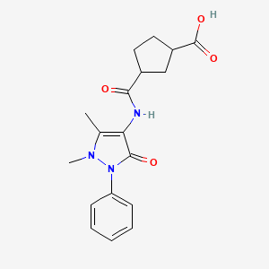 molecular formula C18H21N3O4 B6492835 3-[(1,5-dimethyl-3-oxo-2-phenyl-2,3-dihydro-1H-pyrazol-4-yl)carbamoyl]cyclopentane-1-carboxylic acid CAS No. 1354488-61-1