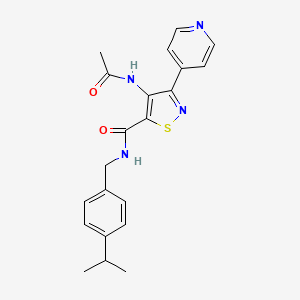 4-acetamido-N-{[4-(propan-2-yl)phenyl]methyl}-3-(pyridin-4-yl)-1,2-thiazole-5-carboxamide