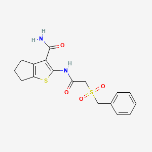 molecular formula C17H18N2O4S2 B6492856 2-(2-phenylmethanesulfonylacetamido)-4H,5H,6H-cyclopenta[b]thiophene-3-carboxamide CAS No. 922450-56-4