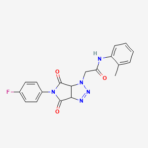 molecular formula C19H16FN5O3 B6492885 2-[5-(4-fluorophenyl)-4,6-dioxo-1H,3aH,4H,5H,6H,6aH-pyrrolo[3,4-d][1,2,3]triazol-1-yl]-N-(2-methylphenyl)acetamide CAS No. 1008422-15-8