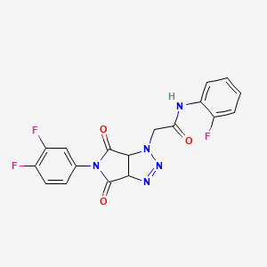 molecular formula C18H12F3N5O3 B6492906 2-[5-(3,4-difluorophenyl)-4,6-dioxo-1H,3aH,4H,5H,6H,6aH-pyrrolo[3,4-d][1,2,3]triazol-1-yl]-N-(2-fluorophenyl)acetamide CAS No. 1008274-82-5