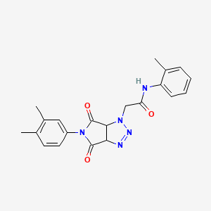 molecular formula C21H21N5O3 B6492908 2-[5-(3,4-dimethylphenyl)-4,6-dioxo-1H,3aH,4H,5H,6H,6aH-pyrrolo[3,4-d][1,2,3]triazol-1-yl]-N-(2-methylphenyl)acetamide CAS No. 1008269-48-4