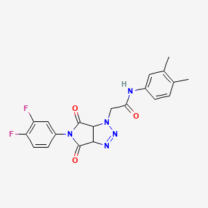 molecular formula C20H17F2N5O3 B6492912 2-[5-(3,4-difluorophenyl)-4,6-dioxo-1H,3aH,4H,5H,6H,6aH-pyrrolo[3,4-d][1,2,3]triazol-1-yl]-N-(3,4-dimethylphenyl)acetamide CAS No. 1007922-29-3