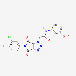 molecular formula C19H15ClFN5O4 B6492926 2-[5-(3-chloro-4-fluorophenyl)-4,6-dioxo-1H,3aH,4H,5H,6H,6aH-pyrrolo[3,4-d][1,2,3]triazol-1-yl]-N-(3-methoxyphenyl)acetamide CAS No. 1052565-07-7