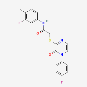 molecular formula C19H15F2N3O2S B6492968 N-(3-fluoro-4-methylphenyl)-2-{[4-(4-fluorophenyl)-3-oxo-3,4-dihydropyrazin-2-yl]sulfanyl}acetamide CAS No. 895104-63-9