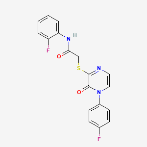 molecular formula C18H13F2N3O2S B6492976 N-(2-fluorophenyl)-2-{[4-(4-fluorophenyl)-3-oxo-3,4-dihydropyrazin-2-yl]sulfanyl}acetamide CAS No. 899976-46-6
