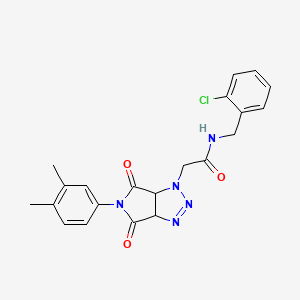 molecular formula C21H20ClN5O3 B6492984 N-[(2-chlorophenyl)methyl]-2-[5-(3,4-dimethylphenyl)-4,6-dioxo-1H,3aH,4H,5H,6H,6aH-pyrrolo[3,4-d][1,2,3]triazol-1-yl]acetamide CAS No. 1052568-78-1