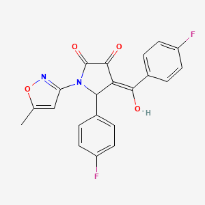 molecular formula C21H14F2N2O4 B6493018 4-(4-fluorobenzoyl)-5-(4-fluorophenyl)-3-hydroxy-1-(5-methyl-1,2-oxazol-3-yl)-2,5-dihydro-1H-pyrrol-2-one CAS No. 618874-77-4