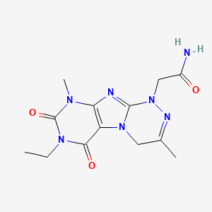 molecular formula C13H17N7O3 B6493030 2-{7-ethyl-3,9-dimethyl-6,8-dioxo-1H,4H,6H,7H,8H,9H-[1,2,4]triazino[4,3-g]purin-1-yl}acetamide CAS No. 923376-95-8