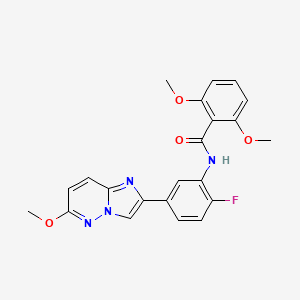 molecular formula C22H19FN4O4 B6493076 N-(2-fluoro-5-{6-methoxyimidazo[1,2-b]pyridazin-2-yl}phenyl)-2,6-dimethoxybenzamide CAS No. 955543-56-3