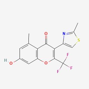 molecular formula C15H10F3NO3S B6493111 7-hydroxy-5-methyl-3-(2-methyl-1,3-thiazol-4-yl)-2-(trifluoromethyl)-4H-chromen-4-one CAS No. 169941-74-6