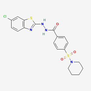 molecular formula C19H19ClN4O3S2 B6493135 N'-(6-chloro-1,3-benzothiazol-2-yl)-4-(piperidine-1-sulfonyl)benzohydrazide CAS No. 851980-17-1