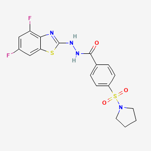 molecular formula C18H16F2N4O3S2 B6493140 N'-(4,6-difluoro-1,3-benzothiazol-2-yl)-4-(pyrrolidine-1-sulfonyl)benzohydrazide CAS No. 851988-27-7