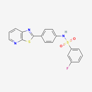 3-fluoro-N-(4-{[1,3]thiazolo[5,4-b]pyridin-2-yl}phenyl)benzene-1-sulfonamide