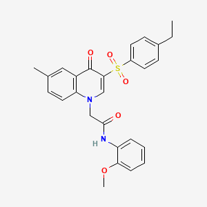 molecular formula C27H26N2O5S B6493183 2-[3-(4-ethylbenzenesulfonyl)-6-methyl-4-oxo-1,4-dihydroquinolin-1-yl]-N-(2-methoxyphenyl)acetamide CAS No. 898359-83-6