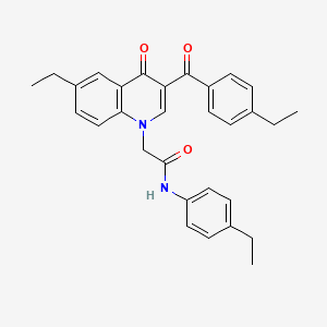 molecular formula C30H30N2O3 B6493240 2-[6-ethyl-3-(4-ethylbenzoyl)-4-oxo-1,4-dihydroquinolin-1-yl]-N-(4-ethylphenyl)acetamide CAS No. 898344-68-8