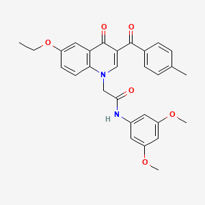 molecular formula C29H28N2O6 B6493258 N-(3,5-dimethoxyphenyl)-2-[6-ethoxy-3-(4-methylbenzoyl)-4-oxo-1,4-dihydroquinolin-1-yl]acetamide CAS No. 898344-88-2