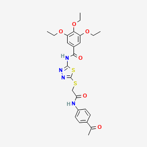 molecular formula C25H28N4O6S2 B6493299 N-[5-({[(4-acetylphenyl)carbamoyl]methyl}sulfanyl)-1,3,4-thiadiazol-2-yl]-3,4,5-triethoxybenzamide CAS No. 896026-44-1