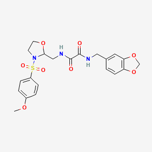 molecular formula C21H23N3O8S B6493315 N'-[(2H-1,3-benzodioxol-5-yl)methyl]-N-{[3-(4-methoxybenzenesulfonyl)-1,3-oxazolidin-2-yl]methyl}ethanediamide CAS No. 868981-35-5