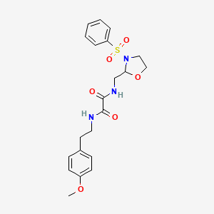 molecular formula C21H25N3O6S B6493323 N-{[3-(benzenesulfonyl)-1,3-oxazolidin-2-yl]methyl}-N'-[2-(4-methoxyphenyl)ethyl]ethanediamide CAS No. 868981-75-3