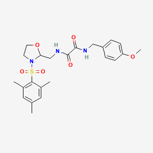 molecular formula C23H29N3O6S B6493330 N'-[(4-methoxyphenyl)methyl]-N-{[3-(2,4,6-trimethylbenzenesulfonyl)-1,3-oxazolidin-2-yl]methyl}ethanediamide CAS No. 868982-78-9