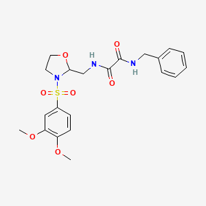 molecular formula C21H25N3O7S B6493338 N'-benzyl-N-{[3-(3,4-dimethoxybenzenesulfonyl)-1,3-oxazolidin-2-yl]methyl}ethanediamide CAS No. 868983-00-0