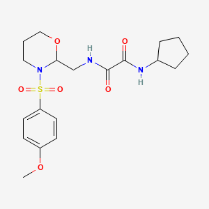 molecular formula C19H27N3O6S B6493349 N-cyclopentyl-N'-{[3-(4-methoxybenzenesulfonyl)-1,3-oxazinan-2-yl]methyl}ethanediamide CAS No. 869071-48-7