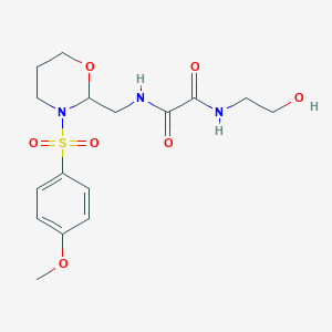 molecular formula C16H23N3O7S B6493357 N-(2-hydroxyethyl)-N'-{[3-(4-methoxybenzenesulfonyl)-1,3-oxazinan-2-yl]methyl}ethanediamide CAS No. 869071-53-4