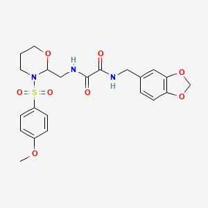 molecular formula C22H25N3O8S B6493369 N-[(2H-1,3-benzodioxol-5-yl)methyl]-N'-{[3-(4-methoxybenzenesulfonyl)-1,3-oxazinan-2-yl]methyl}ethanediamide CAS No. 872880-75-6
