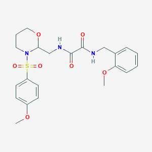 molecular formula C22H27N3O7S B6493372 N-{[3-(4-methoxybenzenesulfonyl)-1,3-oxazinan-2-yl]methyl}-N'-[(2-methoxyphenyl)methyl]ethanediamide CAS No. 872880-84-7