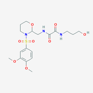 molecular formula C18H27N3O8S B6493385 N'-{[3-(3,4-dimethoxybenzenesulfonyl)-1,3-oxazinan-2-yl]methyl}-N-(3-hydroxypropyl)ethanediamide CAS No. 872976-28-8