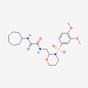 molecular formula C22H33N3O7S B6493386 N'-cycloheptyl-N-{[3-(3,4-dimethoxybenzenesulfonyl)-1,3-oxazinan-2-yl]methyl}ethanediamide CAS No. 872976-36-8